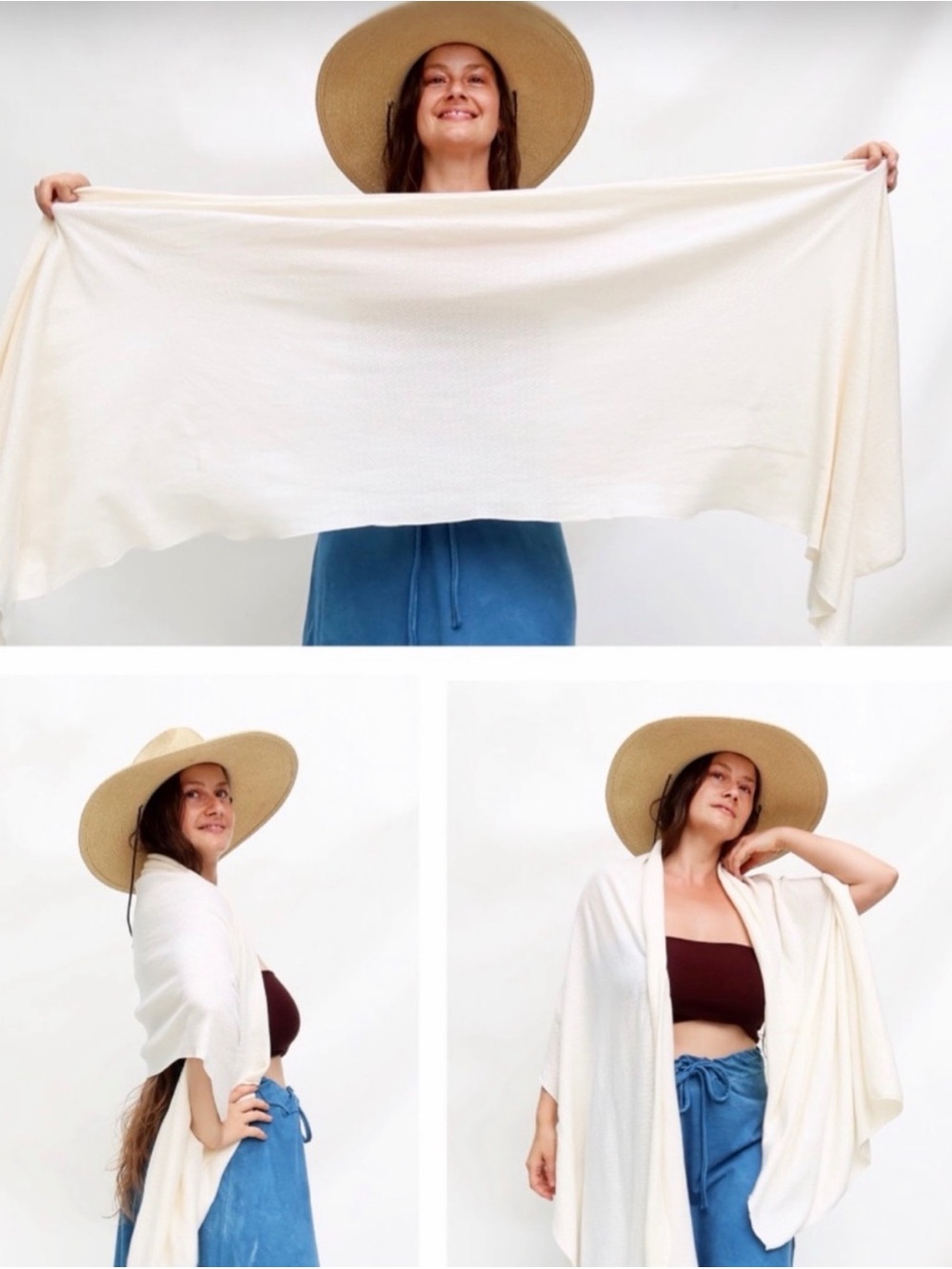Gaia Conceptions Organic Cream Lightweight Shawl Wrap - Soft Everyday Layer